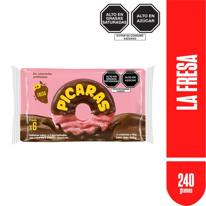 Picaras Galletas Fresa pasión  (Pack de 6)